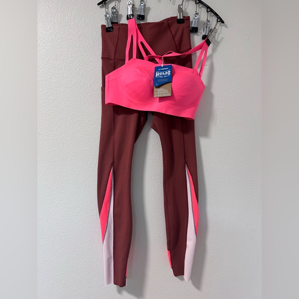 NWT Brooks Athletic Set Running Sports Bra (Small) and Leggings (X-Small)